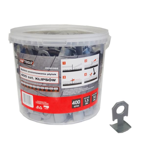 AWTOOLS FLISEJUSSERINGSSYSTEM STANDARD 1,5 mm - 7-15 mm - KLIPS 400 stk.