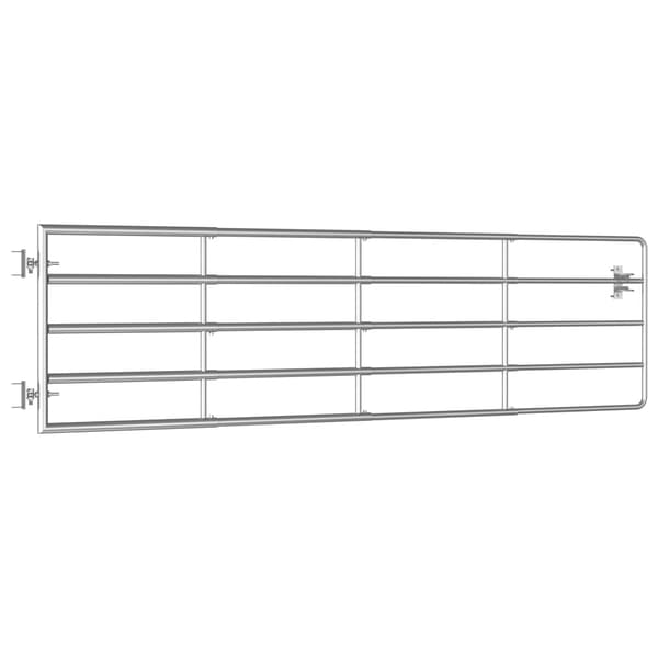 vidaXL 5-stångs stålgrind (115-300) x 90 cm silver