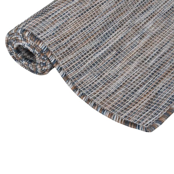 vidaXL Utomhusmatta, plattvävd, 80x250cm, brun och blå