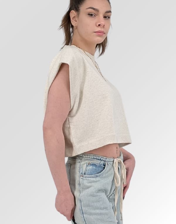 Lee ærmløs sweatshirt løs bomuldsdametop croppet S