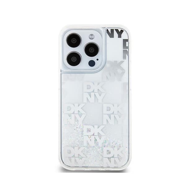 DKNY Liquid Glitter Multilogo - iPhone 15 Pro-skal (vitt)