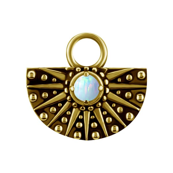 Berlocker - CoCr NF - genombrutna med vit opal - guld - D-088