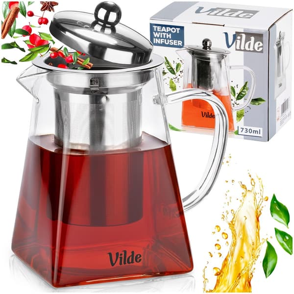 Varmebestandig glaskande med teinfuser 730 ml