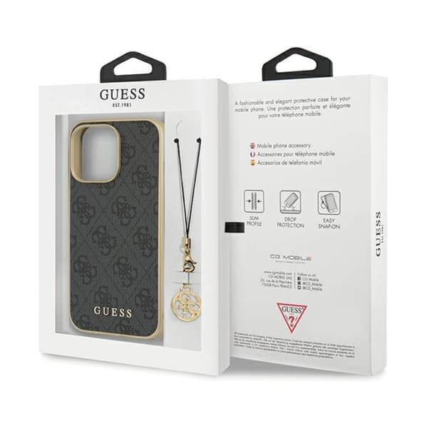 Guess 4G Charms Collection - iPhone 14 Pro -kotelo (harmaa)