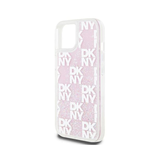 DKNY Liquid Glitter Multilogo - iPhone 15 / 14 / 13 cover (lyserød)