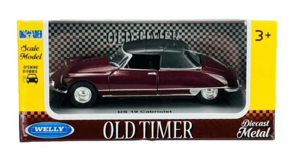 Welly VANHA timer Citroen DS 19 avoauto tummanpunainen katolla 1:34 42398