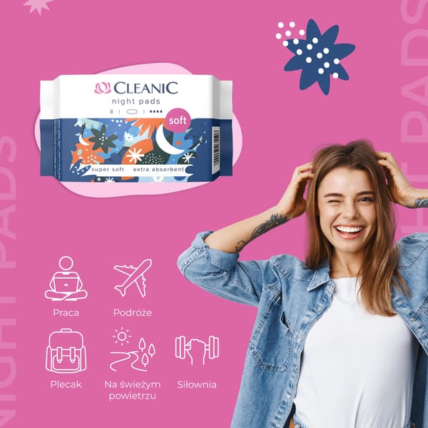 035596 HH Cleanic Blød Nat Sanitetsbind 8 stk (folie)