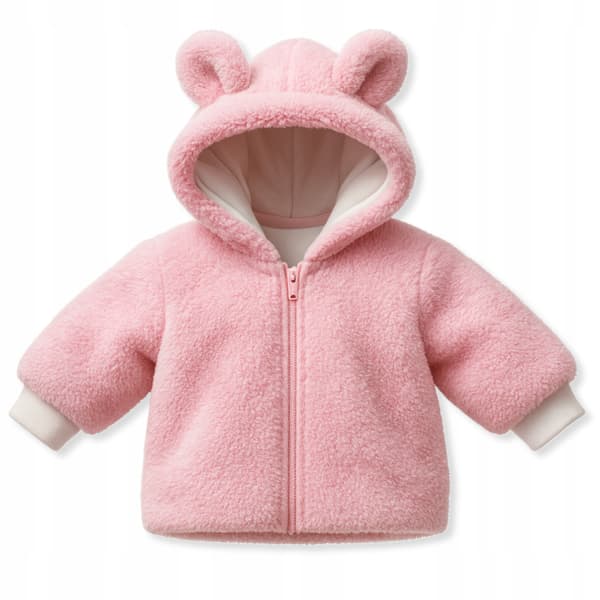 Babysweatjakke efterår 56 med hætte, lynlås, pink