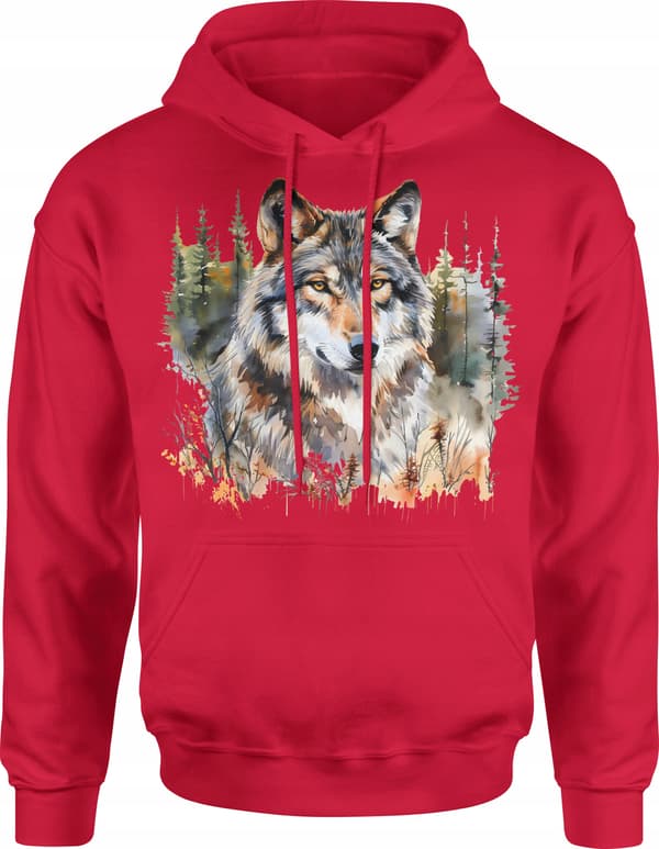 HERRSWEATSHIRT VARG MED DJUR MÅNESKOGSMÖNSTER M
