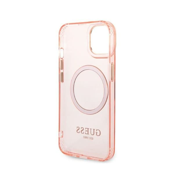 Guess Gold Outline Translucent MagSafe - iPhone 14 Plus cover (lyserød)