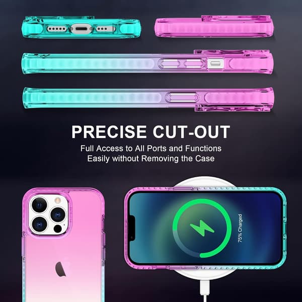 FODRAL TILL APPLE IPHONE 13 PRO 5G ROSA BLÅ + GLAS