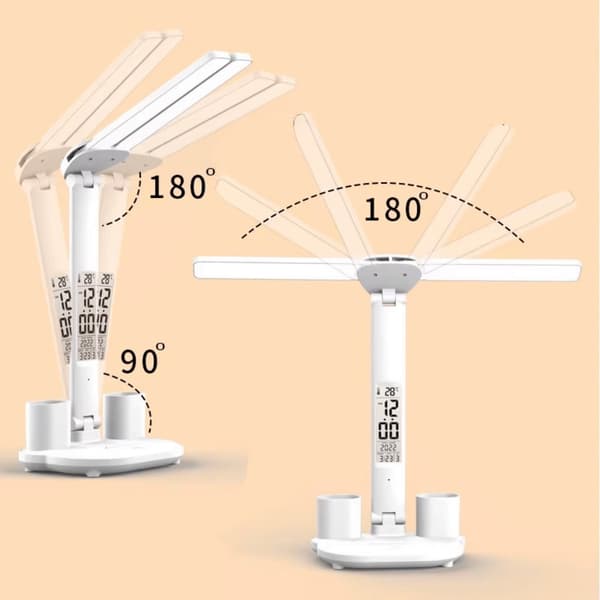LED-pöytävalaisin näytöllä, piirustuskellolla, kaksoislämpötilalla