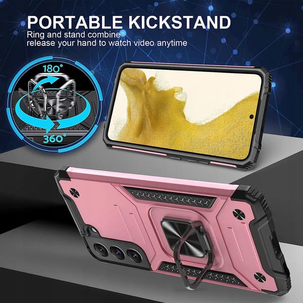 SAMSUNG GALAXY S22+ PINKET, SOLID BESKYTTENDE BAGCOVER MED RING