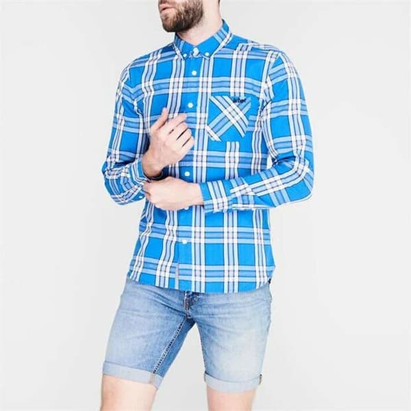 Lee Cooper Blå Ternet Skjorte, Størrelse XXL