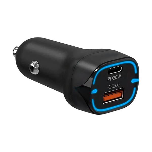 Biloplader hurtig opladning USB-A USB type-C 38W