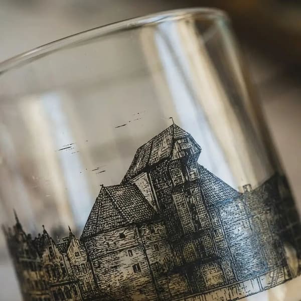 GLASKOP BYEN GDAŃSK 0,4L TRANSPARENT MED SORT TRYK