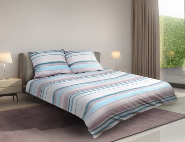 Matex PREMIUM satin sengetøj 160x200 blå striber