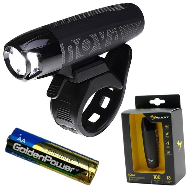 MOON NOVA 100 lm cykelforlygte med AA-batterier