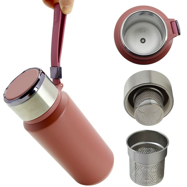 Termokrus i stål, 650 ml, til kaffe, te, vand + si