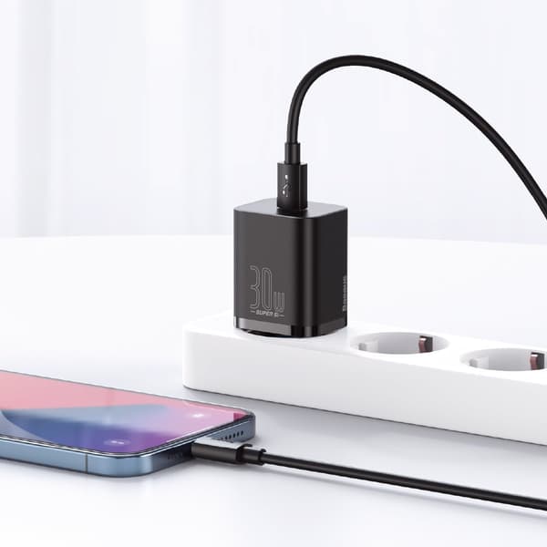 Baseus Super Si Hurtigoplader 1C 30W Vægoplader (Sort)