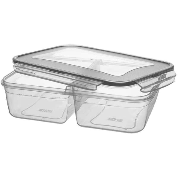 Fødvarecontainer med låg og forsegling delt 2 l
