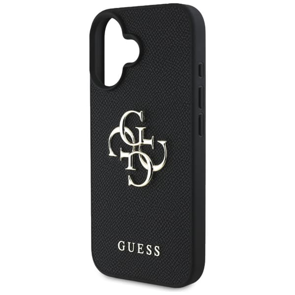 Guess Grained Big 4G Logo Small Classic Logo cover til iPhone 16, sort