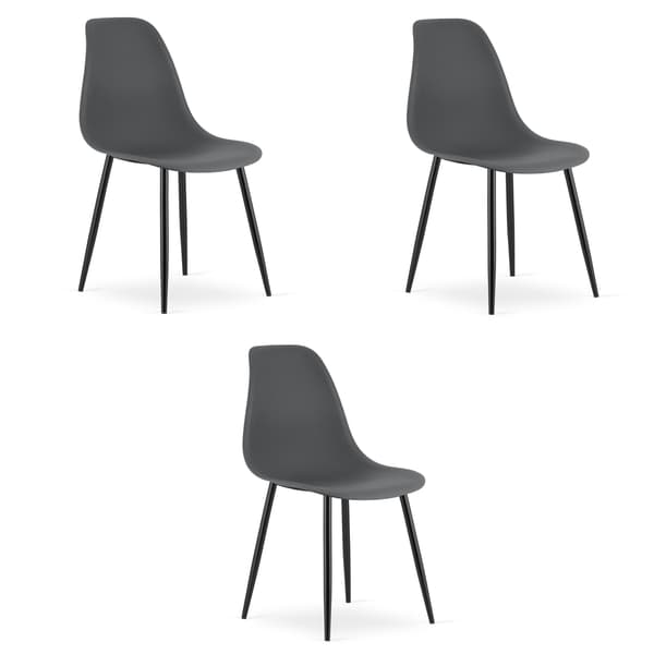 WAT stol mörkgrå/svarta ben x 3