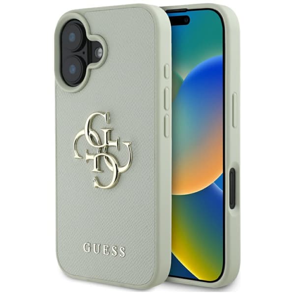 Guess Grained Big 4G Logo Small Classic Logo cover til iPhone 16 grøn