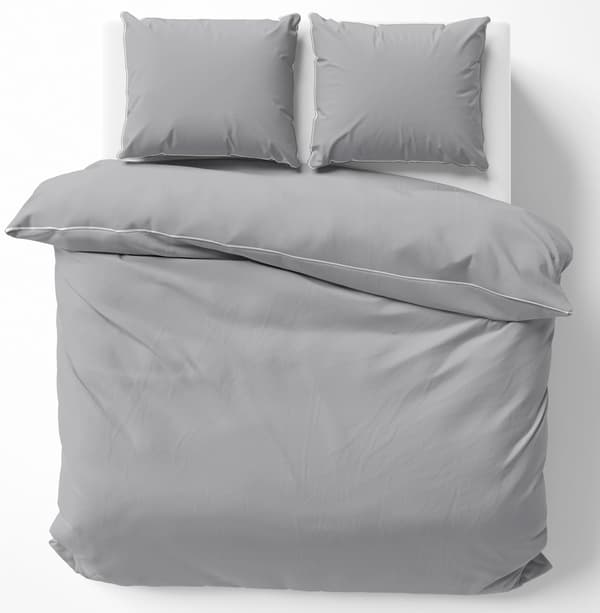 Ren bomull Makosatin Bäddset 160x200 Ljusgrå Premium