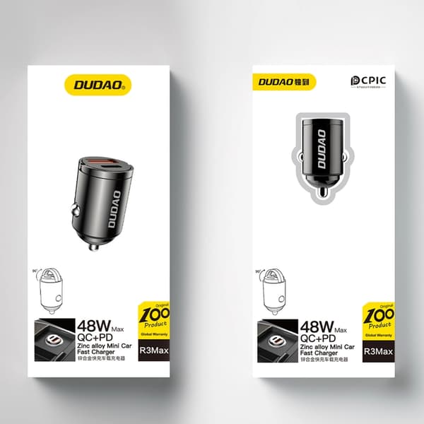 Dudao R3MAX 48W QC PD Mini Billaddare - Svart