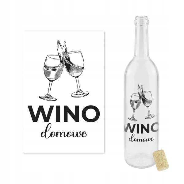 Vinflaska MED TRYCK 0,75l HEM VIN glasflaskor CLEAR 750