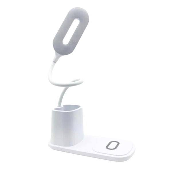Skrivbordslampa LED vit dubbel touch klocka LCD-display USB