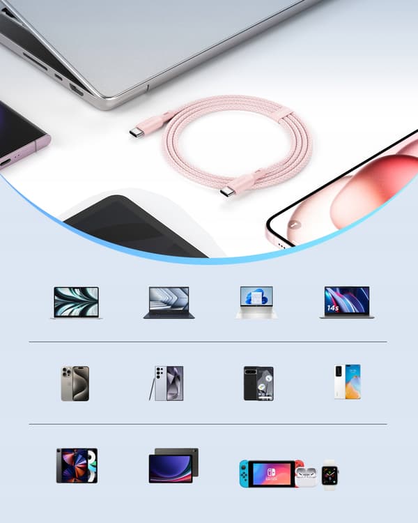 INNOSTYLE USB-C-KABEL SNABBLADDNING FÖR IPHONE SAMSUNG USB TYP C 60W 2M