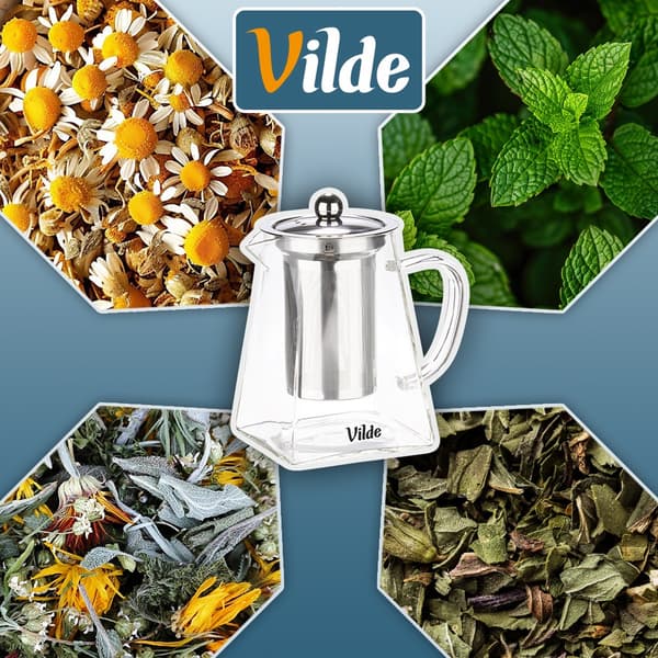 Varmebestandig glaskande med teinfuser 730 ml