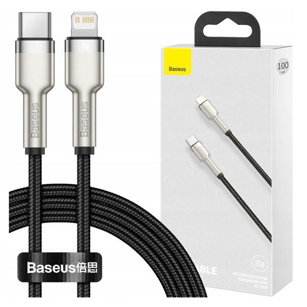 Baseus Cafule USB-C til Lightning-kabel, PD, 20W, 1m (Sort)