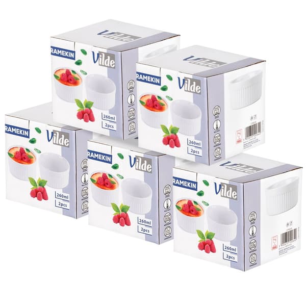 Hvide porcelænsbageskåle 260 ml 10 stk.