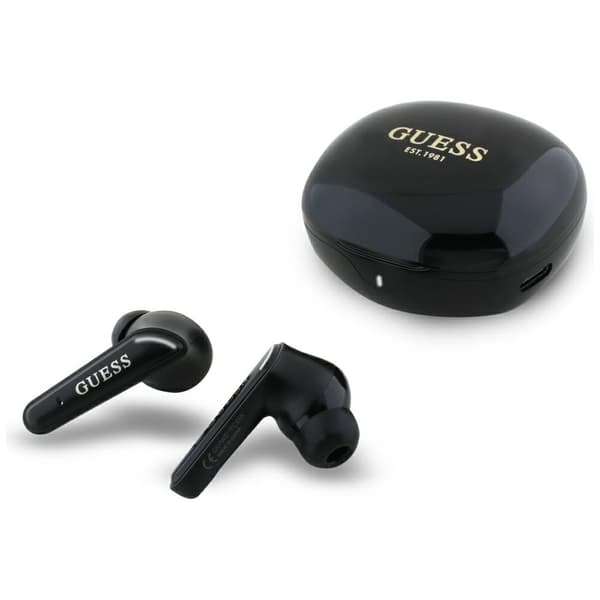 TWS Guess Flat Classic Logo Galvaniserede Sorte Hovedtelefoner