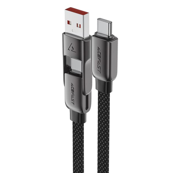 Acefast C13-04 USB-C - USB-A / USB-C -kaapeli 480Mb/s 3A 1.2m - Musta