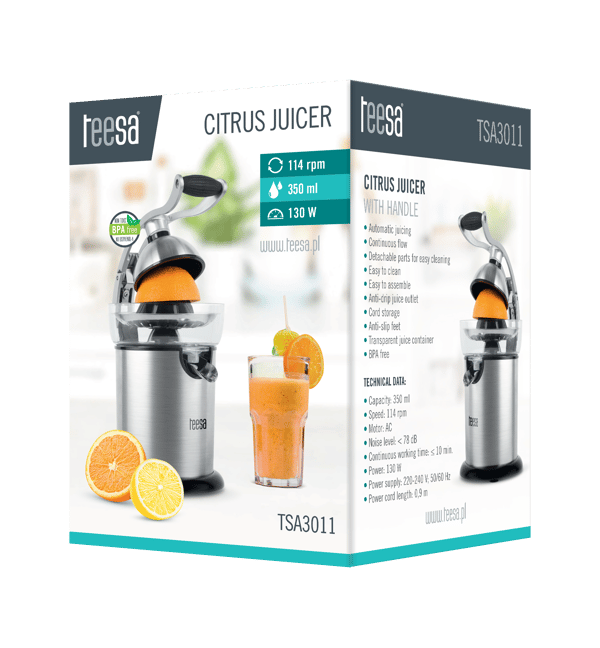 Teesa citronpresser 130W rustfrit stål let rengøring 350 ml