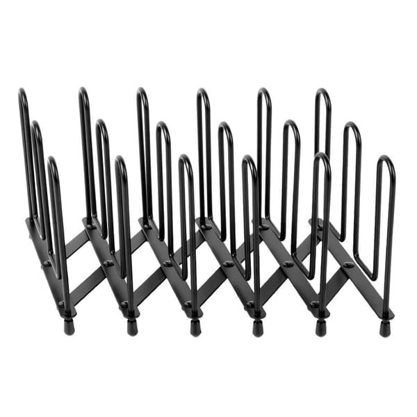 Stativ til låg og tallerkener metal sort foldbart 8-74 cm