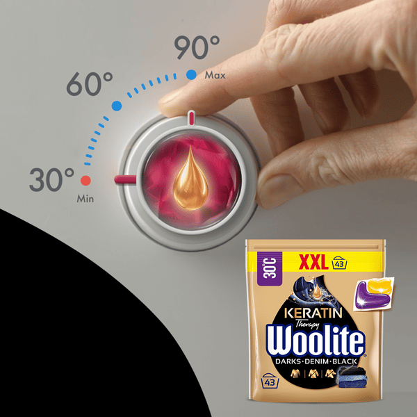 Woolite kapsler sort, mørke farver og jeans med keratin 43 stk