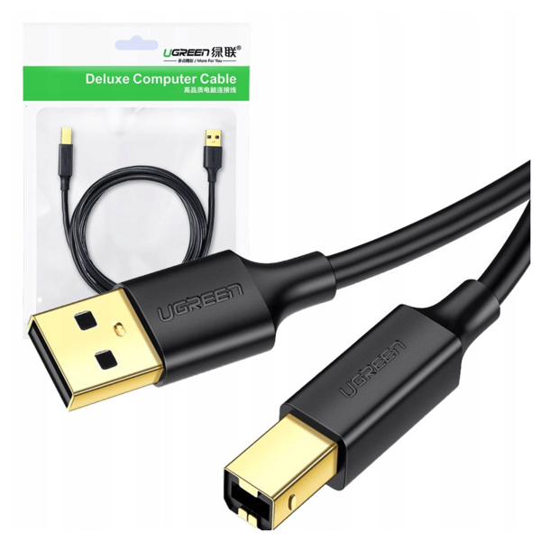 Ugreen USB Type B printerkabel (han) - USB 2.0 (han) 480 Mbps 1 m sort (US135 20846)