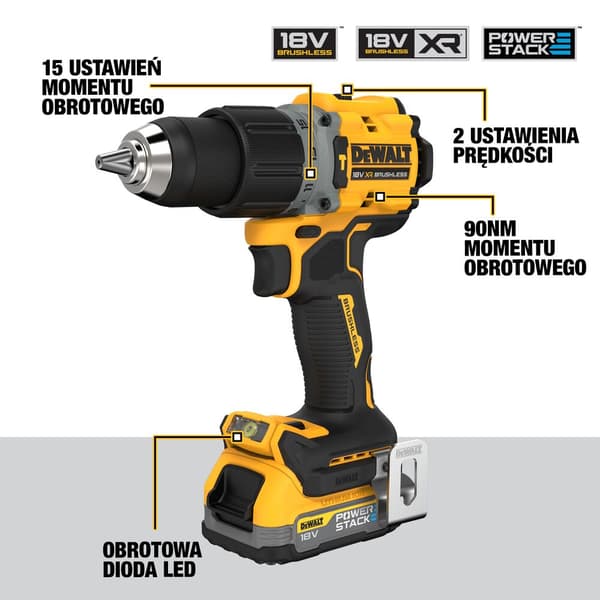 DEWALT KOMBINASJONSSÆT 18V DCK2052H2T (DCD805+DCF850) 2x5,0Ah POWERSTACK TSTAK