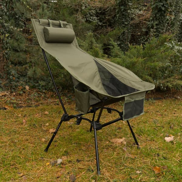 Stor offlander campingstol, hopfällbar, olivgrön