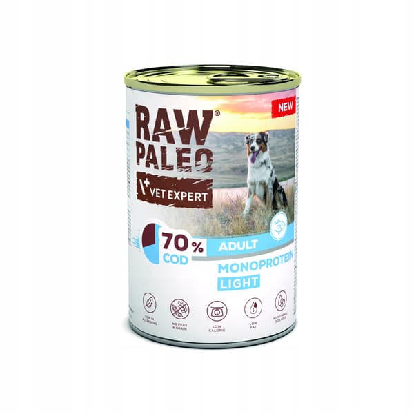 Märkäruoka koirille VetExpert Raw Paleo Cod Light 6x800g