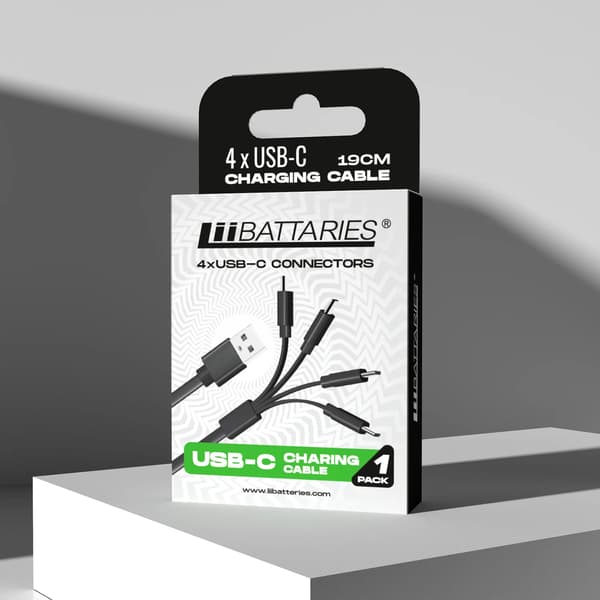 LiiBattaries USB-C 4-i-1 avsedd för LITIUMJONBATTERIER 19 cm snabb