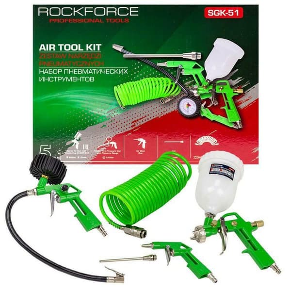 ROCKFORCE PNEUMATISK VÆRKTØJSSÆT 5 DELE