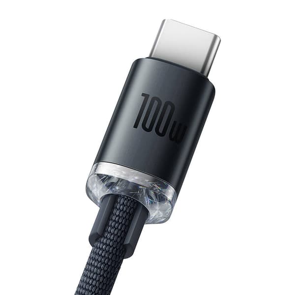 Baseus Crystal Shine USB-C-kaapeli, 100W, 1.2m (musta)