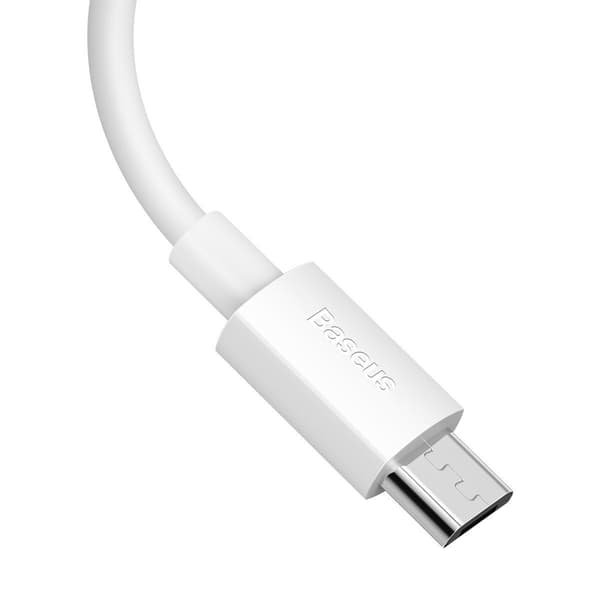 Baseus Simple Wisdom mikro-USB till USB-kabel, 2.1A, 1.5m (vit) 2 st.