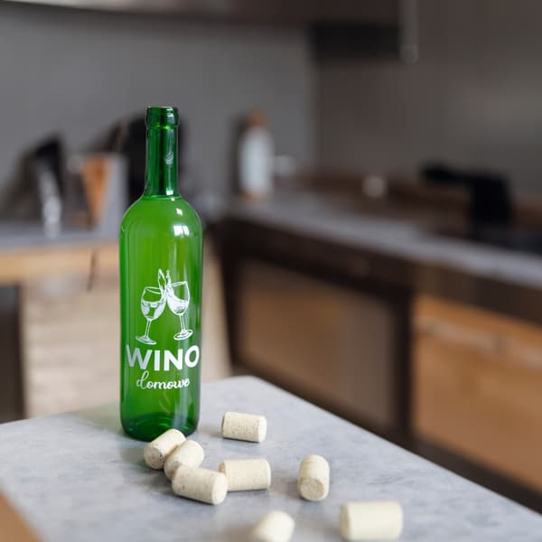 Vinflaska MED TRYCK 0,75l HEM VIN glasflaskor GRÖNA 750ml